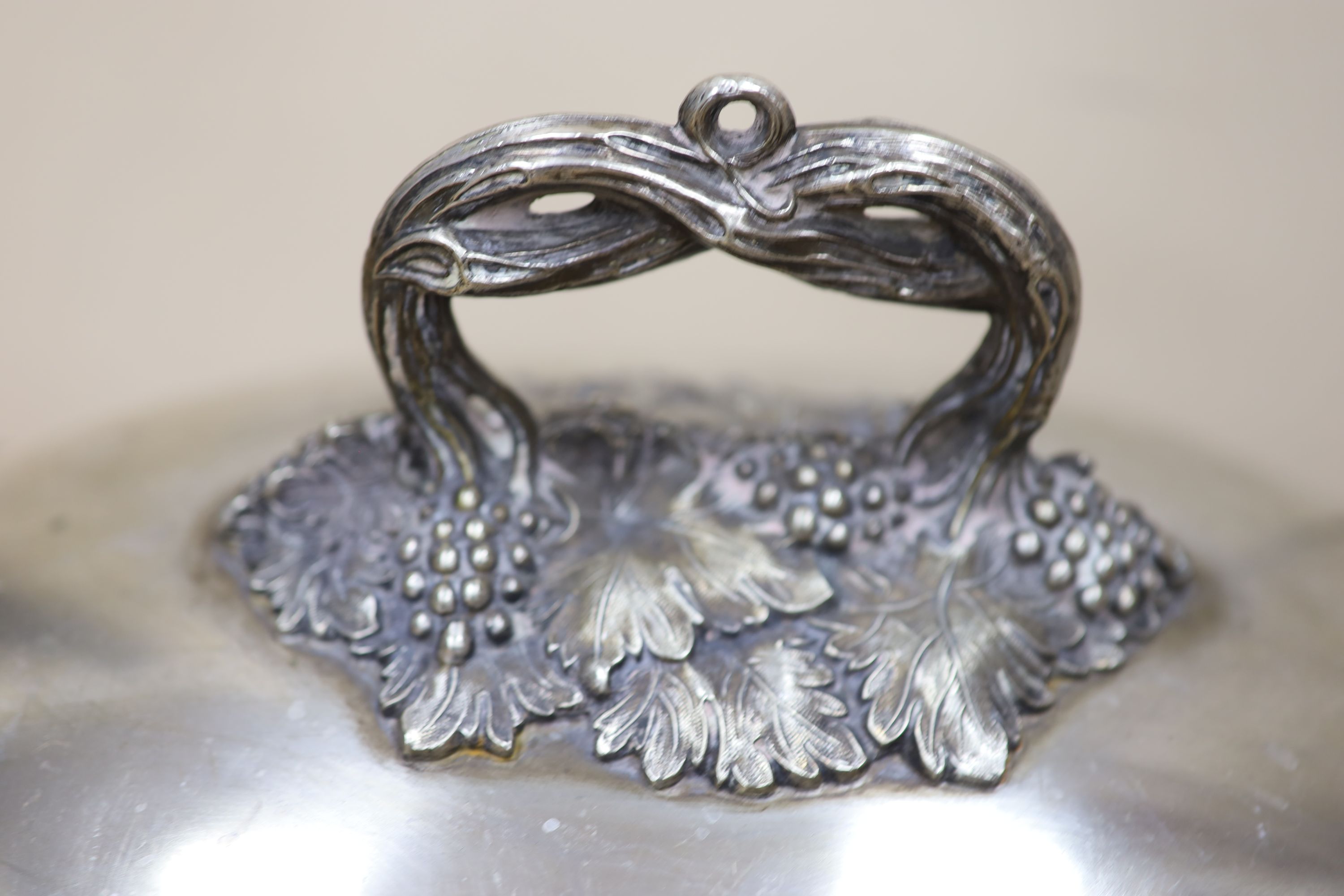 A silver plated meat dome, length 51cm